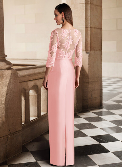 Sheath/Column Satin Mother Of The Bride Dresses With Appliques Lace