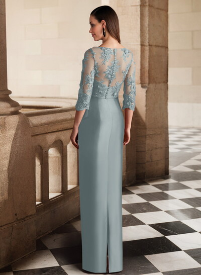 Sheath/Column Satin Mother Of The Bride Dresses With Appliques Lace