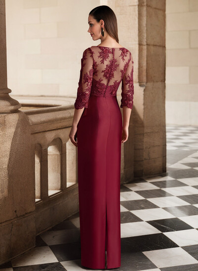 Sheath/Column Satin Mother Of The Bride Dresses With Appliques Lace