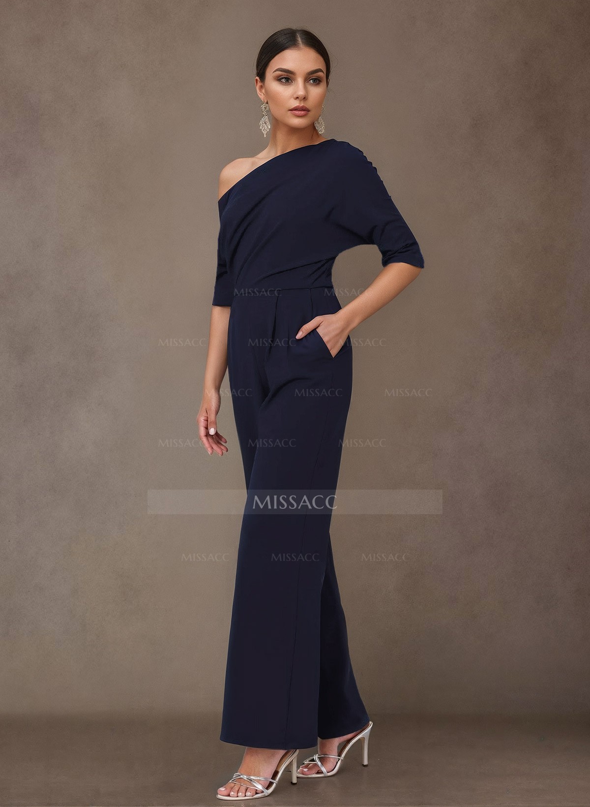 Jumpsuit/Pantsuit Asymmetrical Elastic Satin Mother Of The Bride Dresses