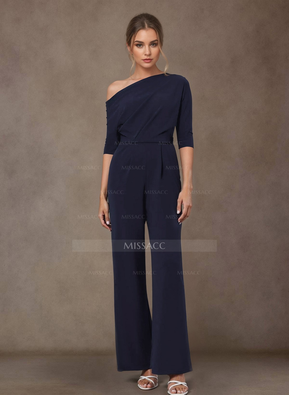 Jumpsuit/Pantsuit Asymmetrical Elastic Satin Mother Of The Bride Dresses