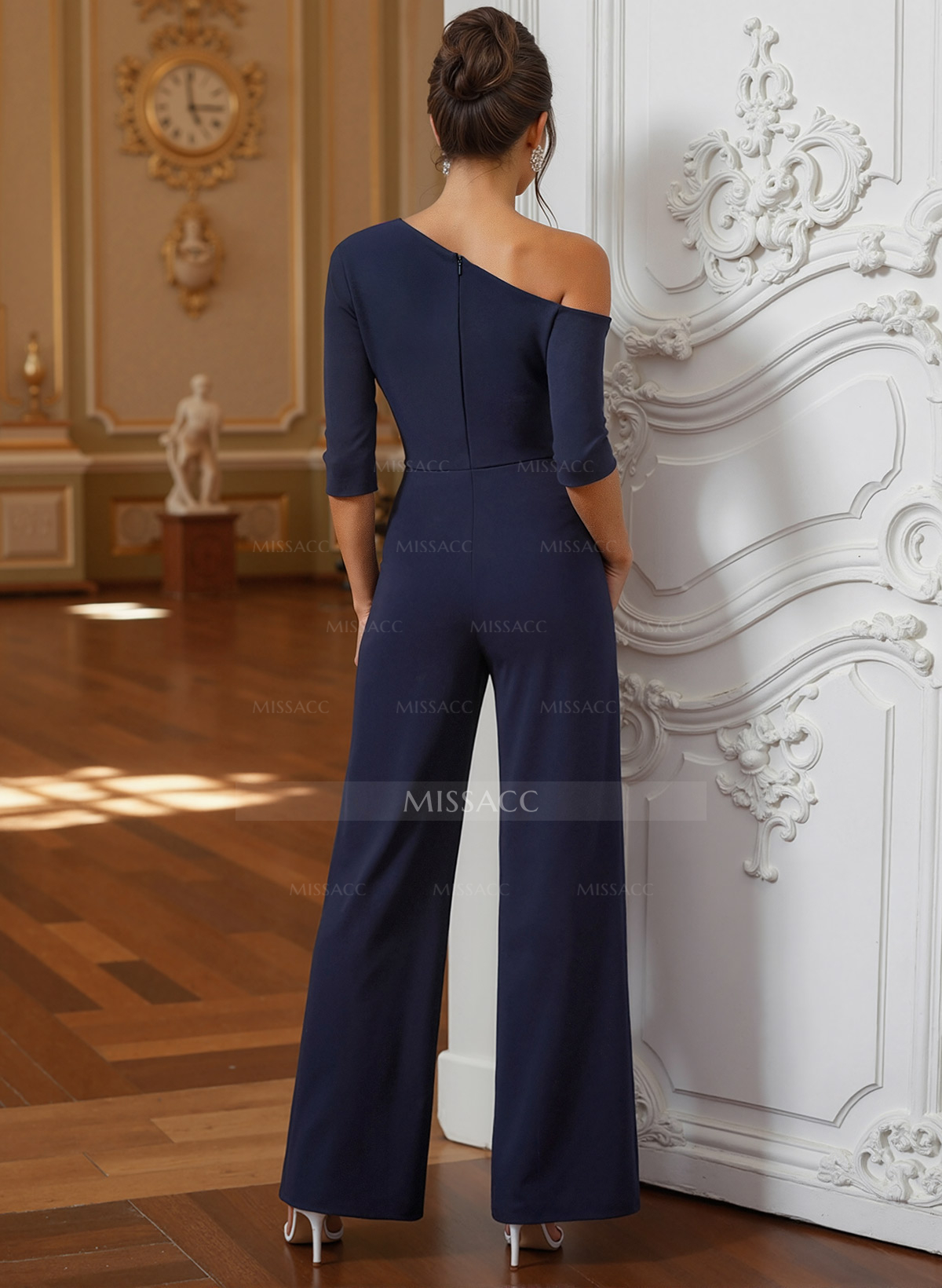 Jumpsuit/Pantsuit Asymmetrical Elastic Satin Mother Of The Bride Dresses