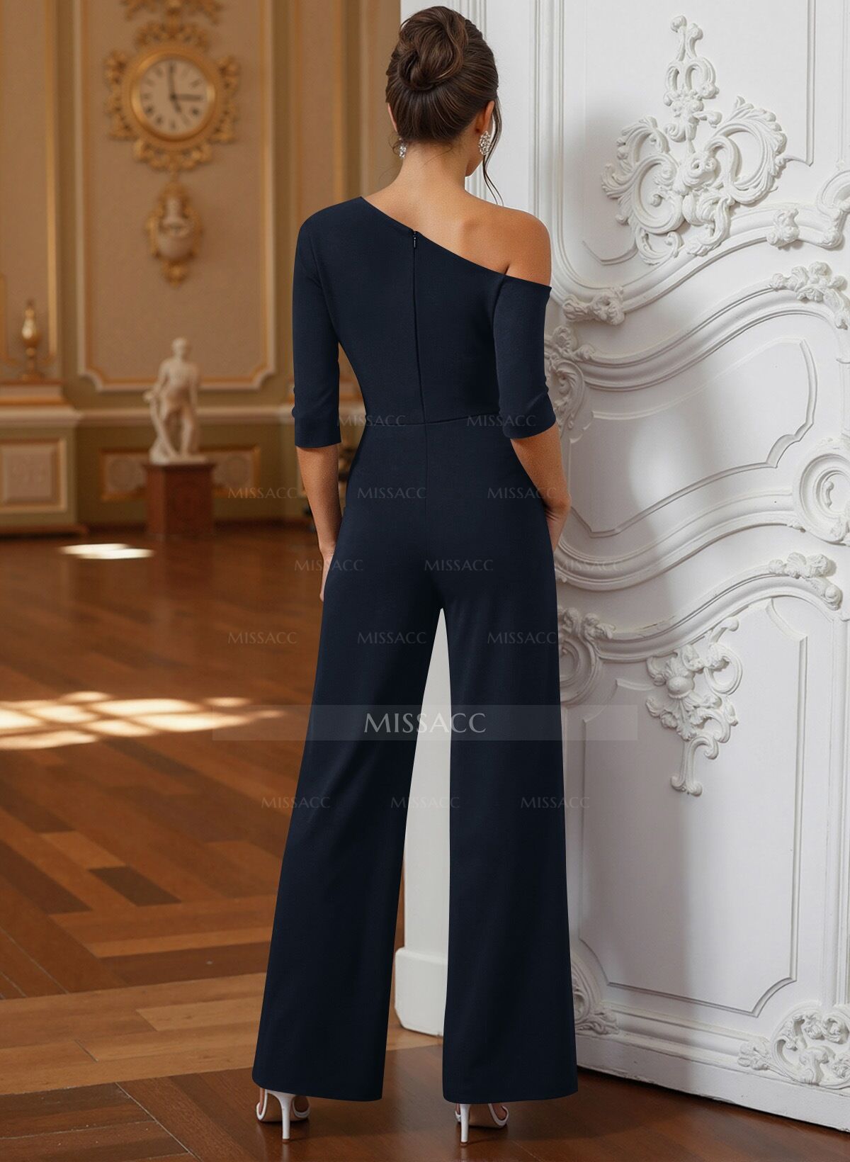 Jumpsuit/Pantsuit Asymmetrical Elastic Satin Mother Of The Bride Dresses