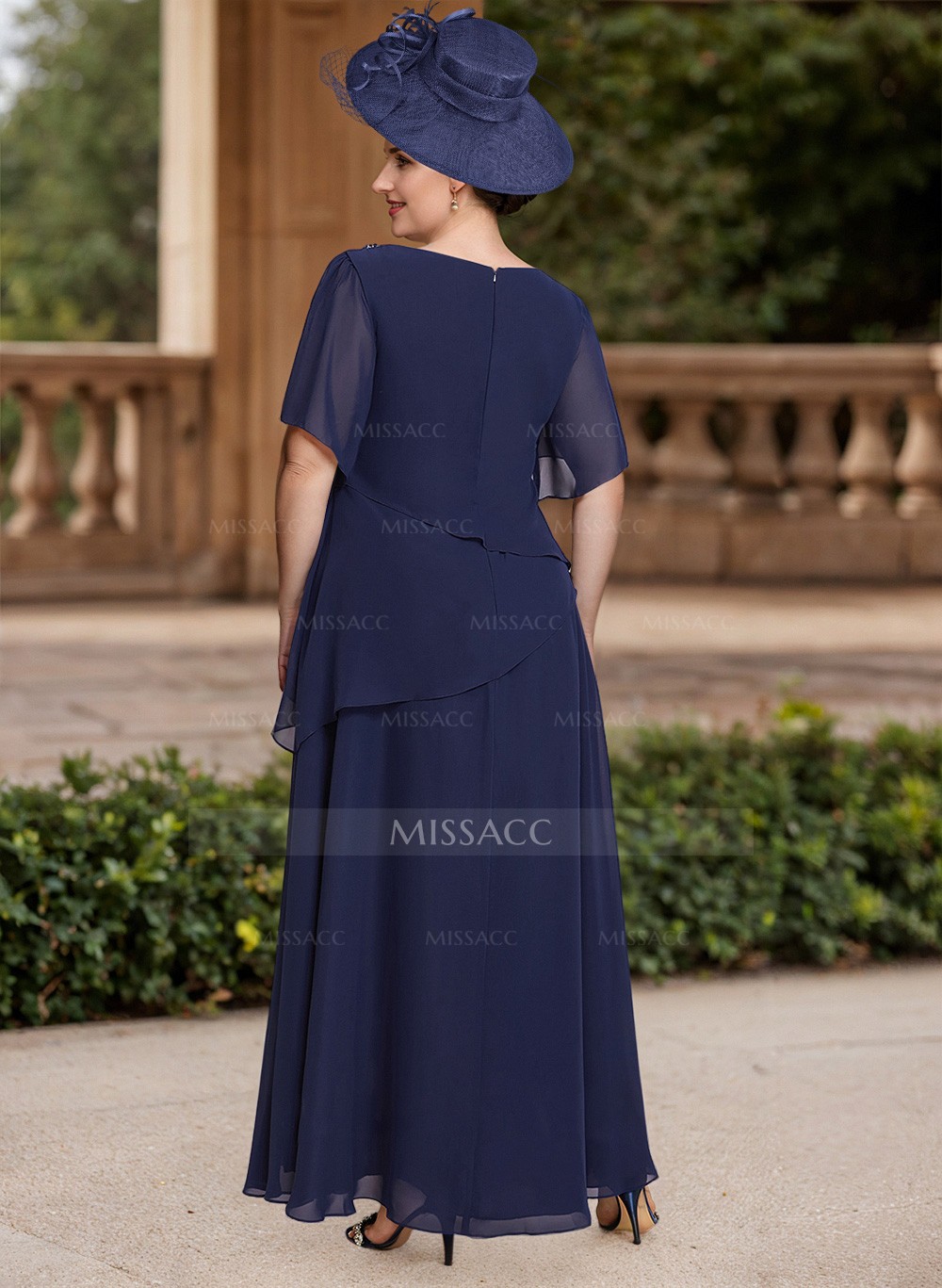 A-Line Scoop Neck 1/2 Sleeves Ankle-Length Chiffon Mother Of The Bride Dresses