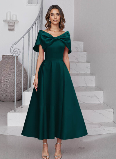 A-Line Asymmetrical Sleeveless Satin Mother Of The Bride Dresses With Bow(s)