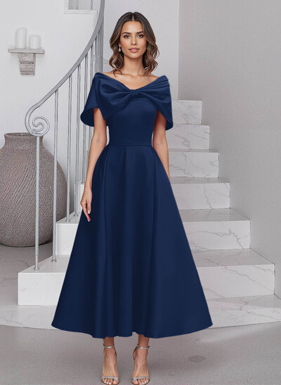 A-Line Asymmetrical Sleeveless Satin Mother Of The Bride Dresses With Bow(s)