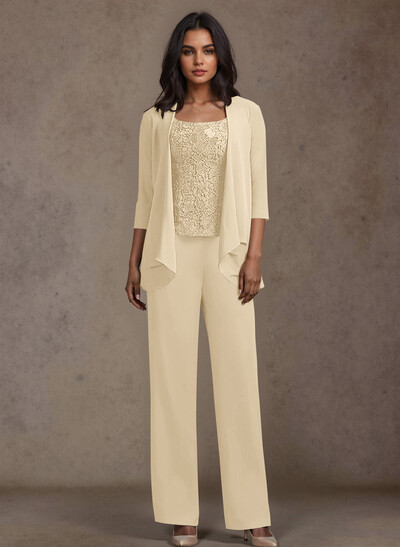 Jumpsuit/Pantsuit Chiffon Mother Of The Bride Dresses With Lace