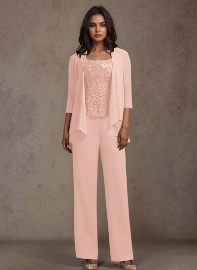 Jumpsuit/Pantsuit Chiffon Mother Of The Bride Dresses With Lace
