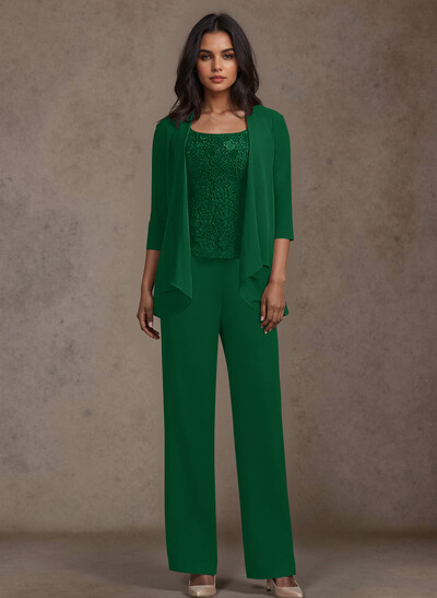 Jumpsuit/Pantsuit Chiffon Mother Of The Bride Dresses With Lace