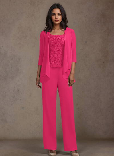 Jumpsuit/Pantsuit Chiffon Mother Of The Bride Dresses With Lace