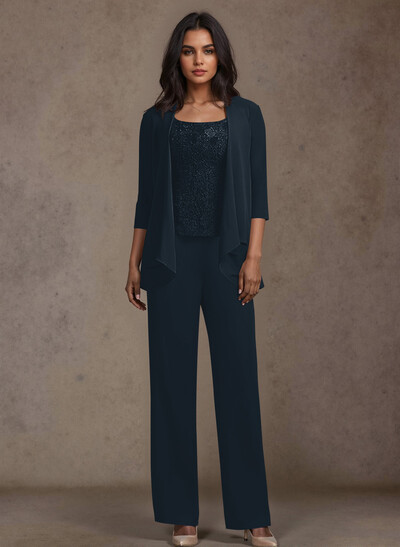Jumpsuit/Pantsuit Chiffon Mother Of The Bride Dresses With Lace