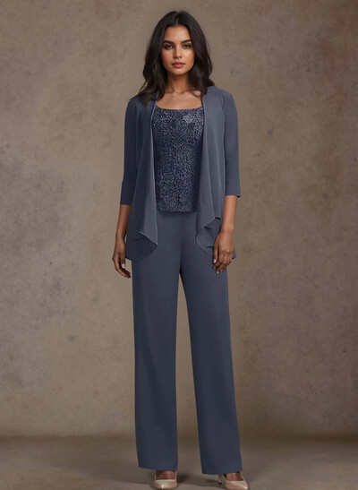 Jumpsuit/Pantsuit Chiffon Mother Of The Bride Dresses With Lace