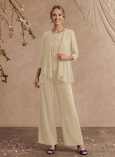 Jumpsuit/Pantsuit Chiffon Mother Of The Bride Dresses With Lace