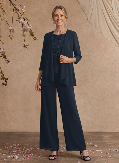 Jumpsuit/Pantsuit Chiffon Mother Of The Bride Dresses With Lace