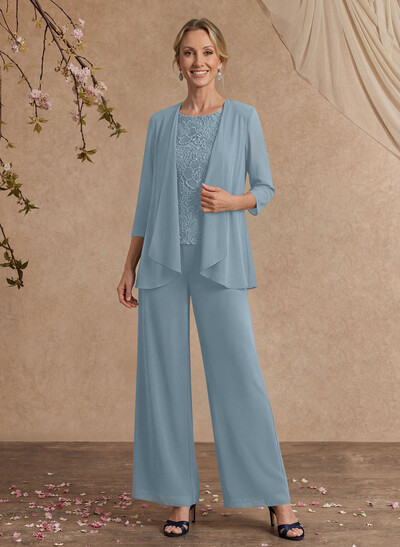 Jumpsuit/Pantsuit Chiffon Mother Of The Bride Dresses With Lace