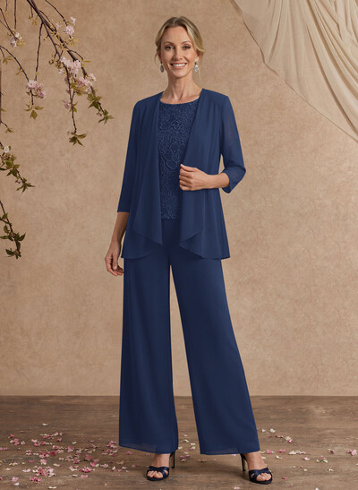 Jumpsuit/Pantsuit Chiffon Mother Of The Bride Dresses With Lace