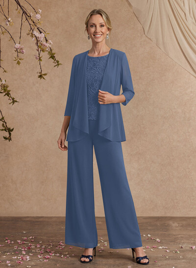 Jumpsuit/Pantsuit Chiffon Mother Of The Bride Dresses With Lace