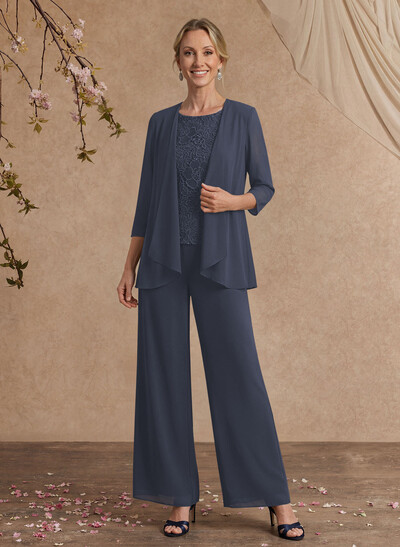 Jumpsuit/Pantsuit Chiffon Mother Of The Bride Dresses With Lace