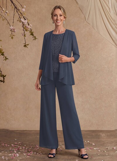 Jumpsuit/Pantsuit Chiffon Mother Of The Bride Dresses With Lace