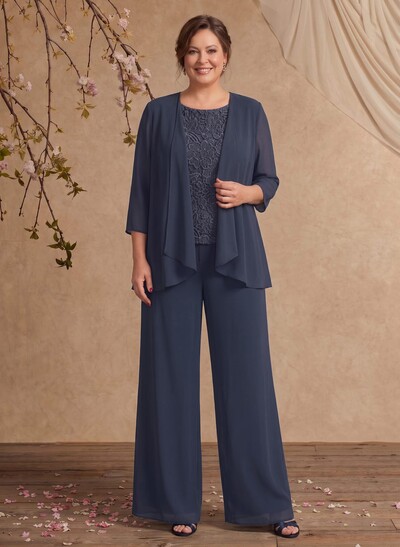 Jumpsuit/Pantsuit Chiffon Mother Of The Bride Dresses With Lace