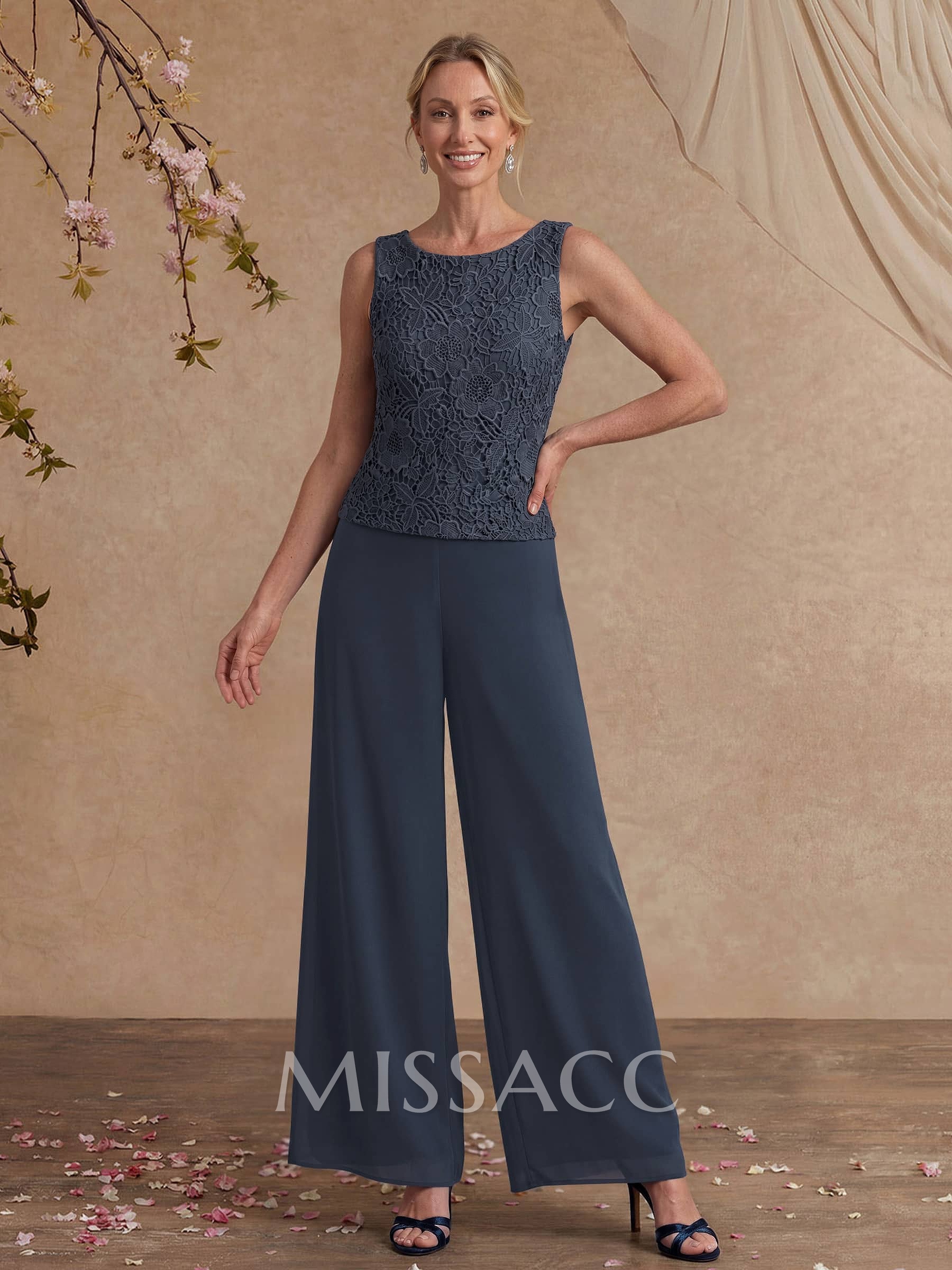 Jumpsuit/Pantsuit Chiffon Mother Of The Bride Dresses With Lace Jumpsuit/Pantsuit Chiffon Mother Of The Bride Dresses With Lace
