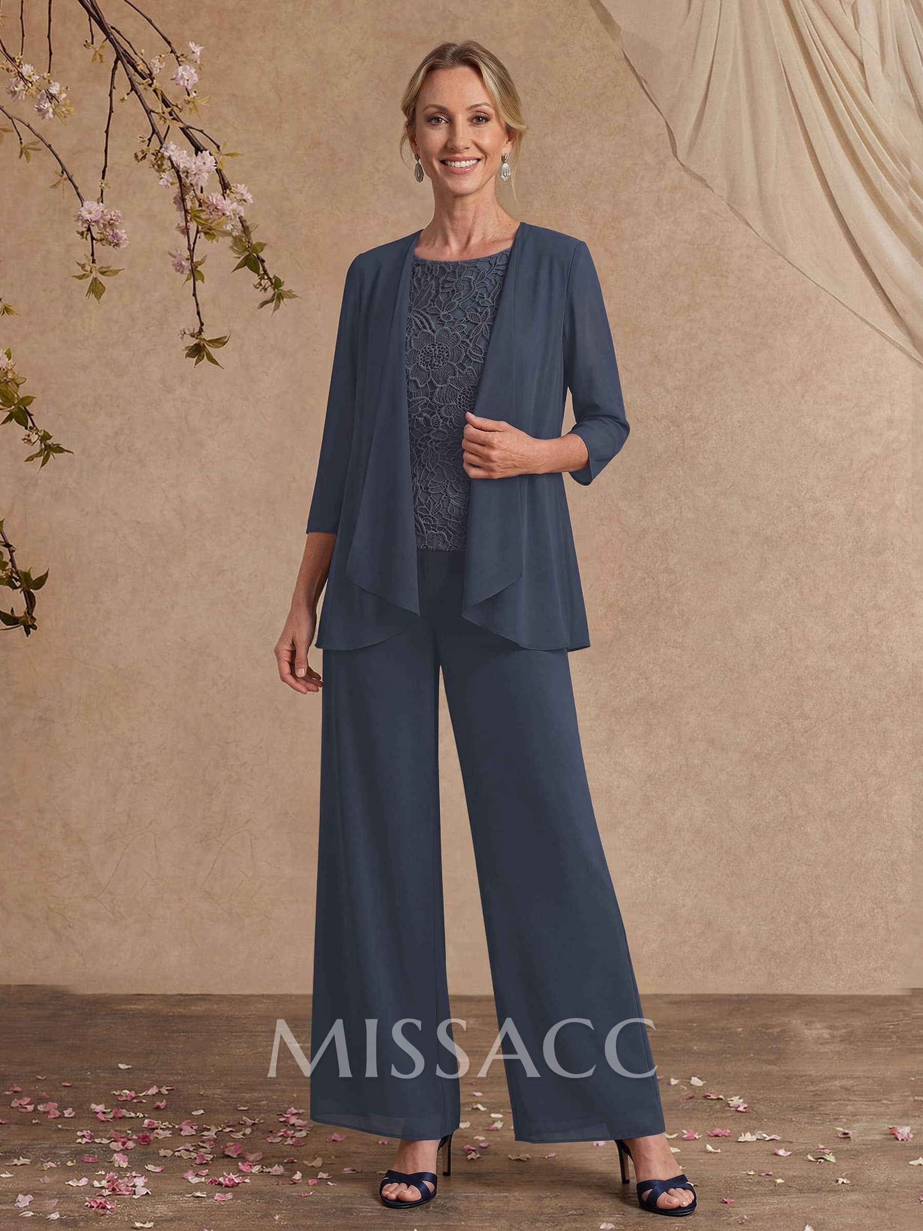 Jumpsuit/Pantsuit Chiffon Mother Of The Bride Dresses With Lace Jumpsuit/Pantsuit Chiffon Mother Of The Bride Dresses With Lace