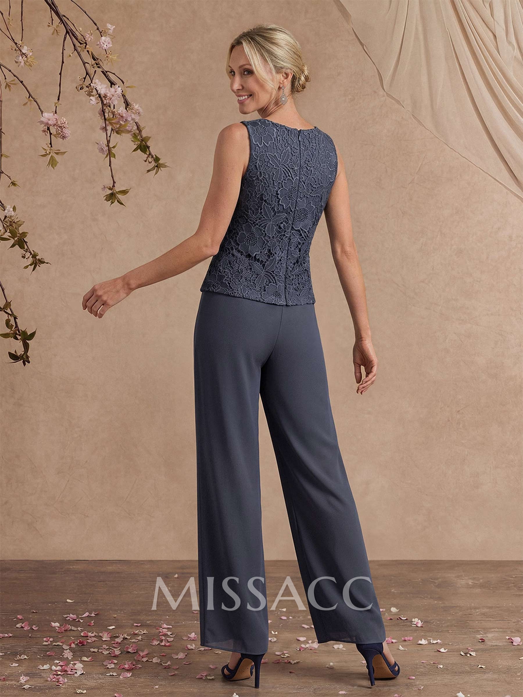 Jumpsuit/Pantsuit Chiffon Mother Of The Bride Dresses With Lace Jumpsuit/Pantsuit Chiffon Mother Of The Bride Dresses With Lace