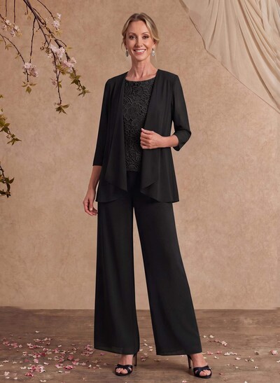 Jumpsuit/Pantsuit Chiffon Mother Of The Bride Dresses With Lace