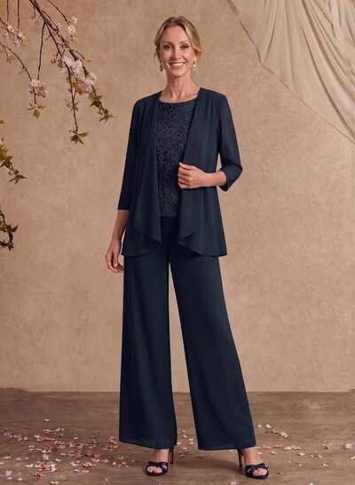 Jumpsuit/Pantsuit Chiffon Mother Of The Bride Dresses With Lace