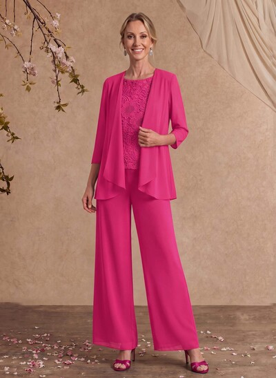 Jumpsuit/Pantsuit Chiffon Mother Of The Bride Dresses With Lace