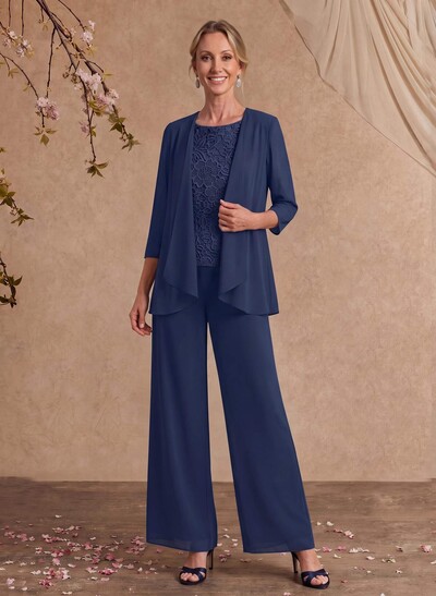Jumpsuit/Pantsuit Chiffon Mother Of The Bride Dresses With Lace