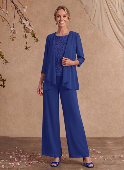 Jumpsuit/Pantsuit Chiffon Mother Of The Bride Dresses With Lace