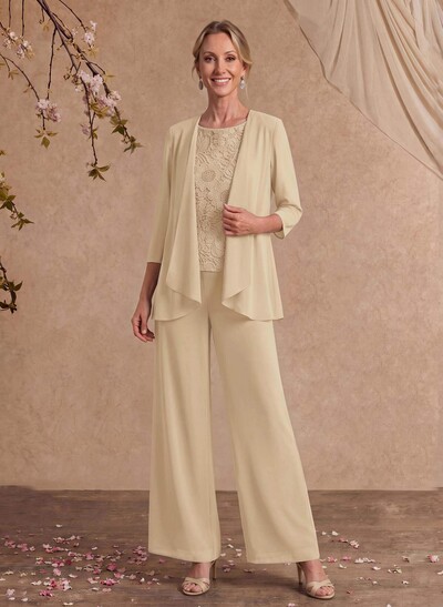 Jumpsuit/Pantsuit Chiffon Mother Of The Bride Dresses With Lace