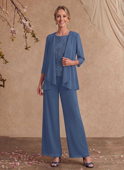 Jumpsuit/Pantsuit Chiffon Mother Of The Bride Dresses With Lace