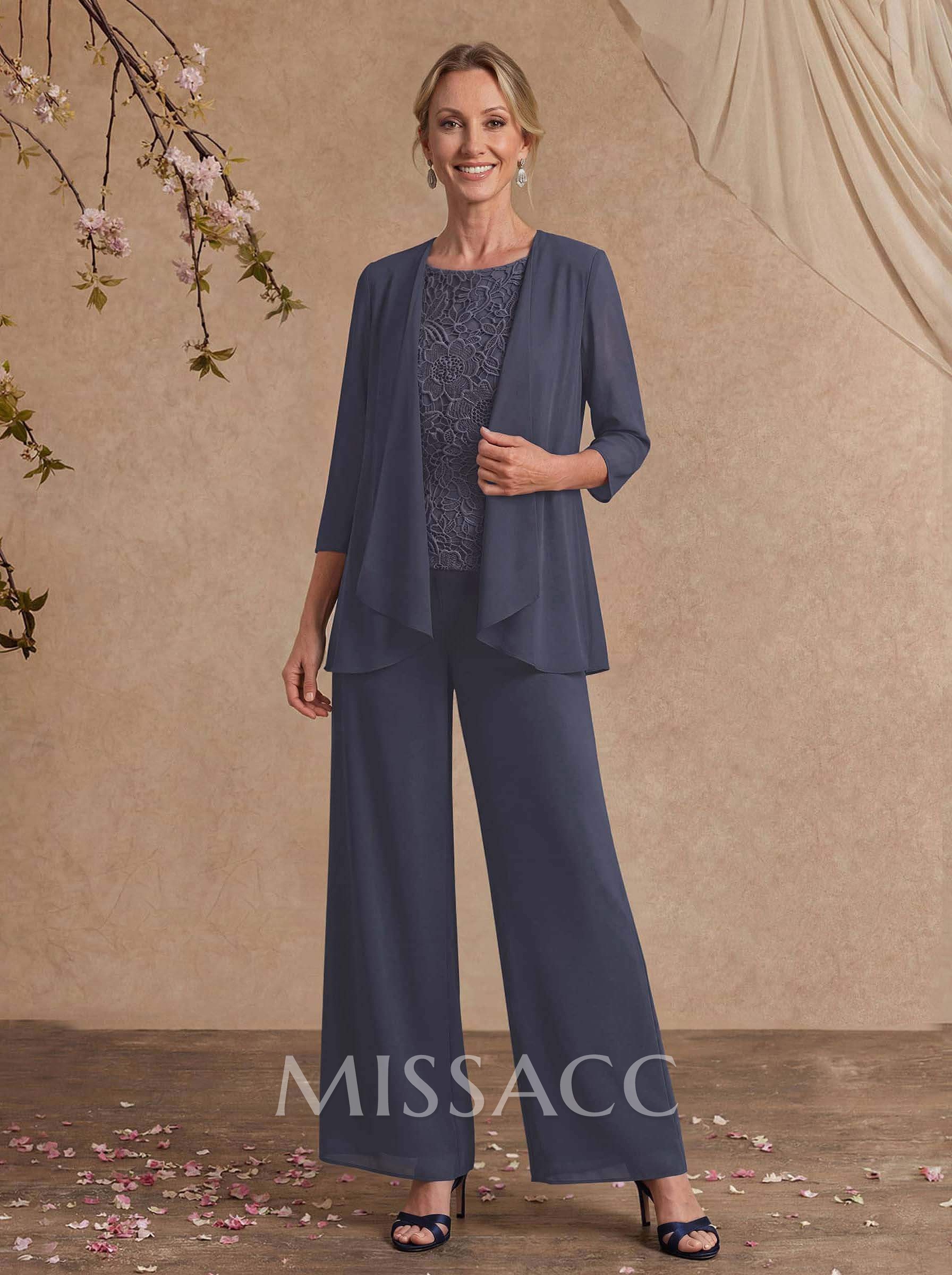 Jumpsuit/Pantsuit Chiffon Mother Of The Bride Dresses With Lace Jumpsuit/Pantsuit Chiffon Mother Of The Bride Dresses With Lace