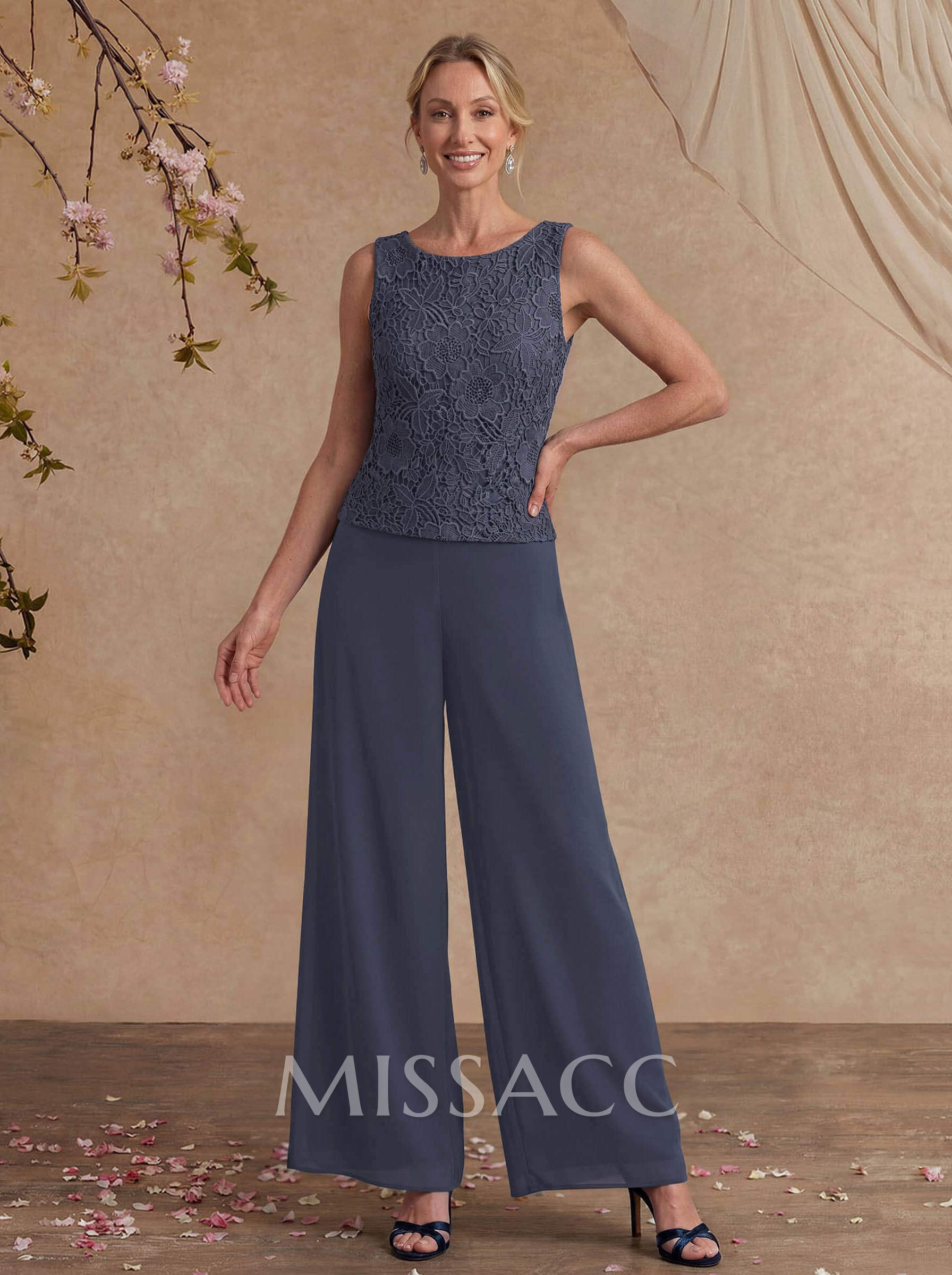Jumpsuit/Pantsuit Chiffon Mother Of The Bride Dresses With Lace Jumpsuit/Pantsuit Chiffon Mother Of The Bride Dresses With Lace