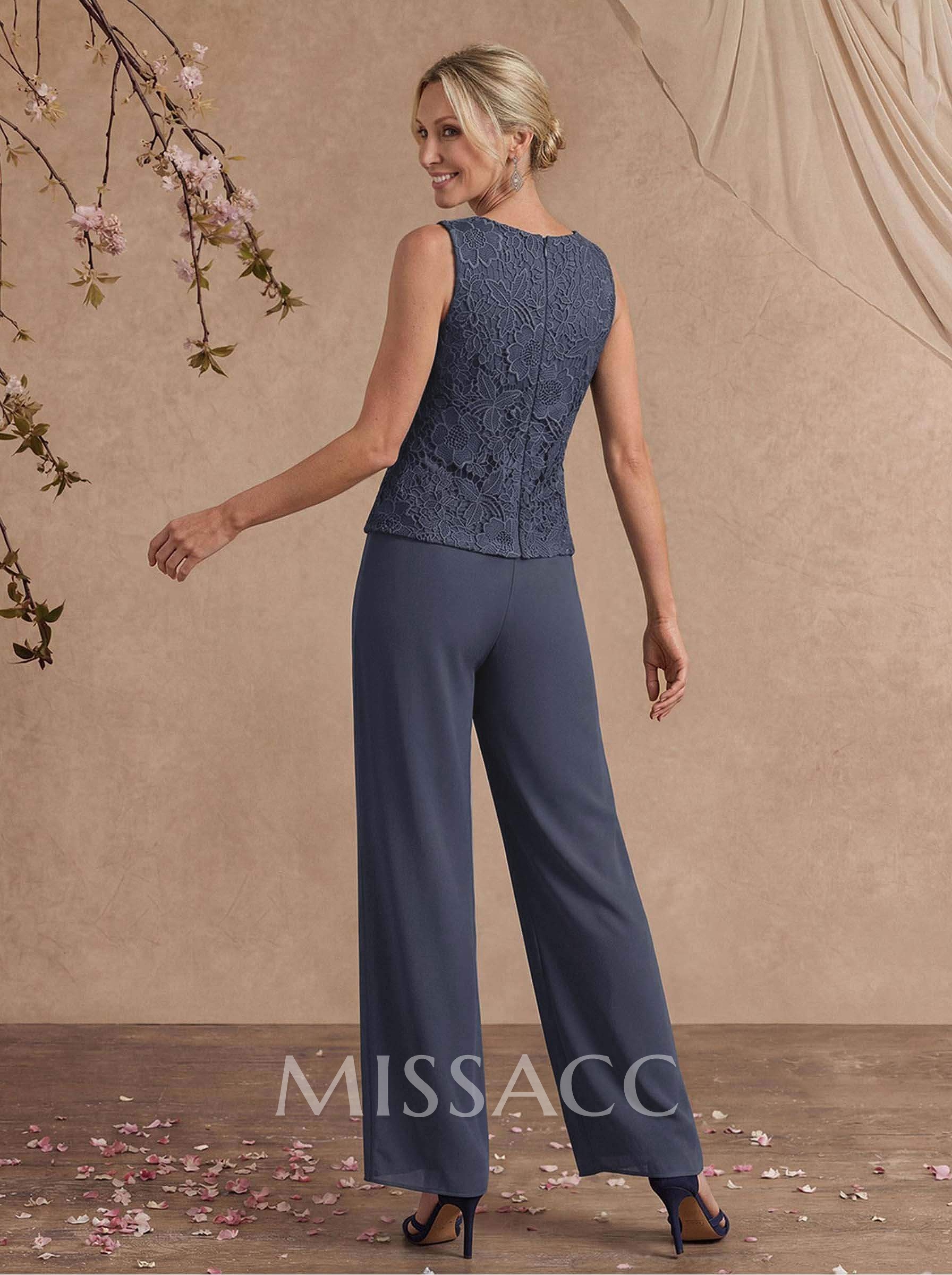 Jumpsuit/Pantsuit Chiffon Mother Of The Bride Dresses With Lace Jumpsuit/Pantsuit Chiffon Mother Of The Bride Dresses With Lace
