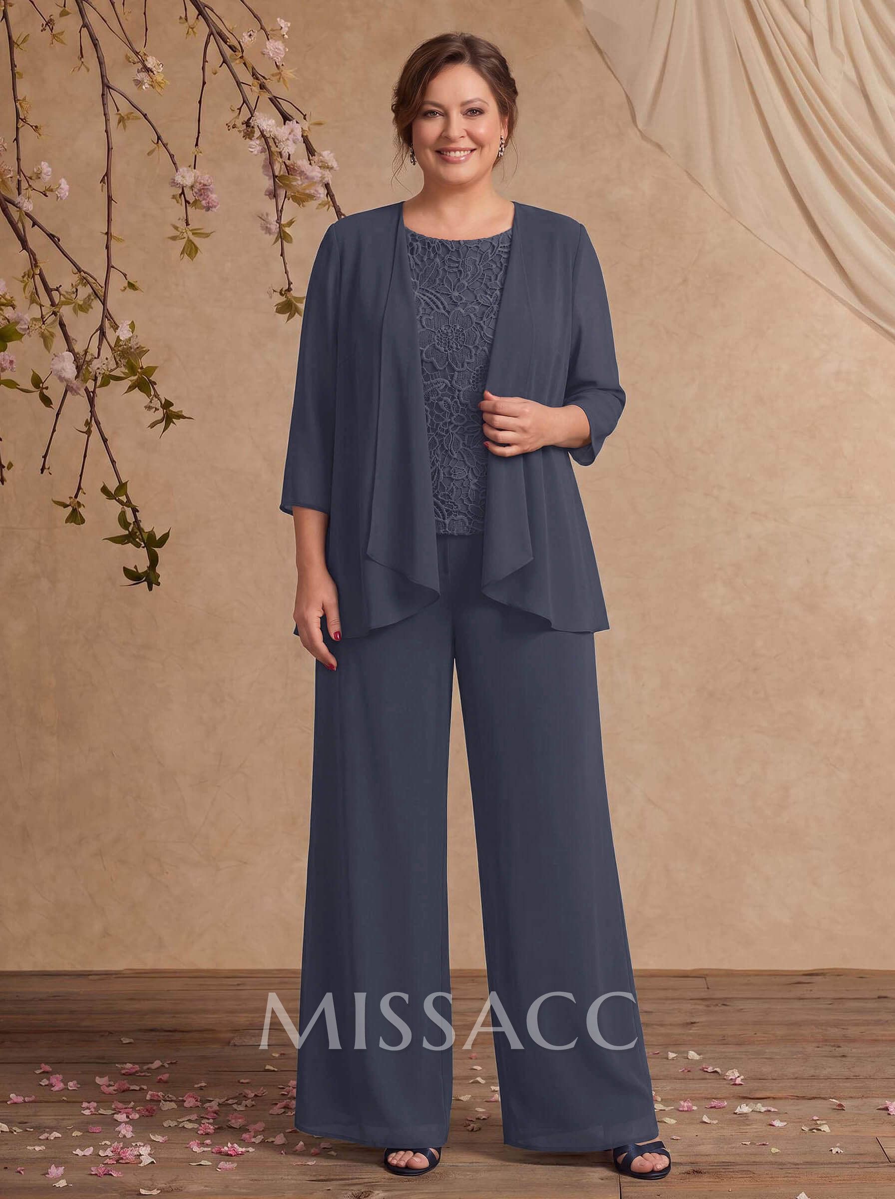 Jumpsuit/Pantsuit Chiffon Mother Of The Bride Dresses With Lace Jumpsuit/Pantsuit Chiffon Mother Of The Bride Dresses With Lace