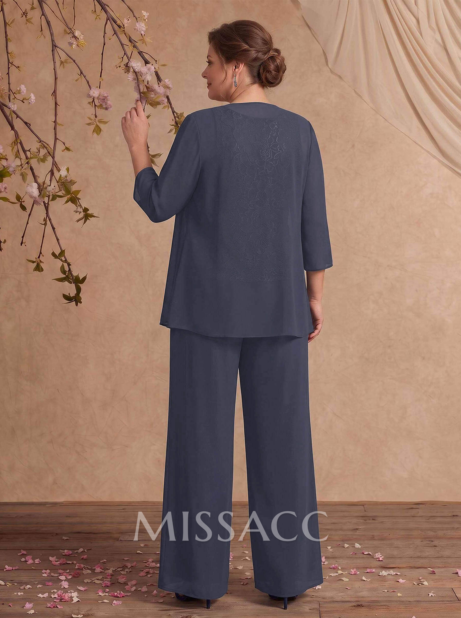 Jumpsuit/Pantsuit Chiffon Mother Of The Bride Dresses With Lace Jumpsuit/Pantsuit Chiffon Mother Of The Bride Dresses With Lace