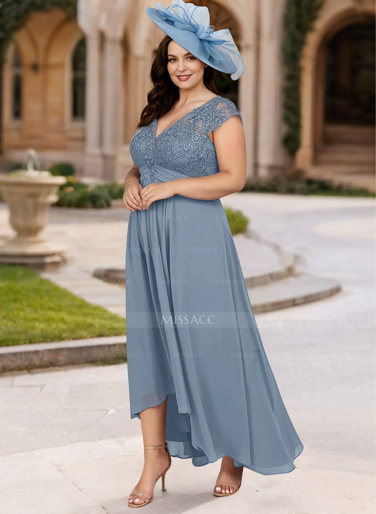 A-Line V-Neck Sleeveless Chiffon Mother Of The Bride Dresses With Lace