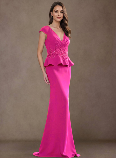 Trumpet/Mermaid Stretch Satin Mother Of The Bride Dresses With Ruffles/Lace
