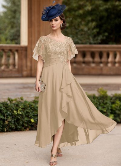 A-Line Chiffon Mother Of The Bride Dresses With Ruffle/Lace/Back Hole