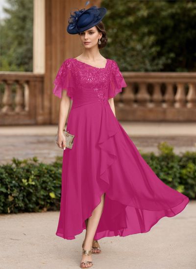 A-Line Chiffon Mother Of The Bride Dresses With Ruffle/Lace/Back Hole