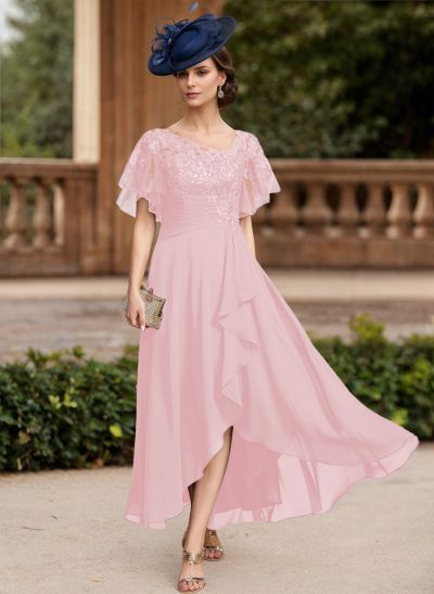 A-Line Chiffon Mother Of The Bride Dresses With Ruffle/Lace/Back Hole