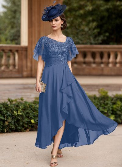 A-Line Chiffon Mother Of The Bride Dresses With Ruffle/Lace/Back Hole