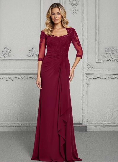 Sheath/Column Chiffon Mother Of The Bride Dresses With Ruffle/Lace