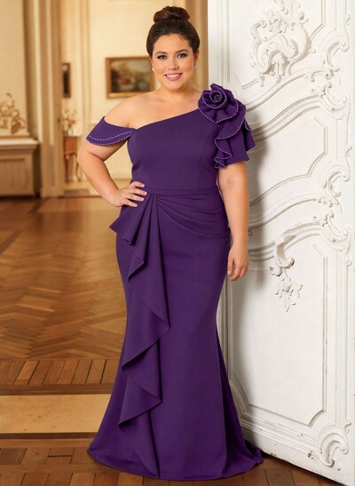 Trumpet/Mermaid Elastic Satin Mother Of The Bride Dresses With Ruffle/Flower(s)