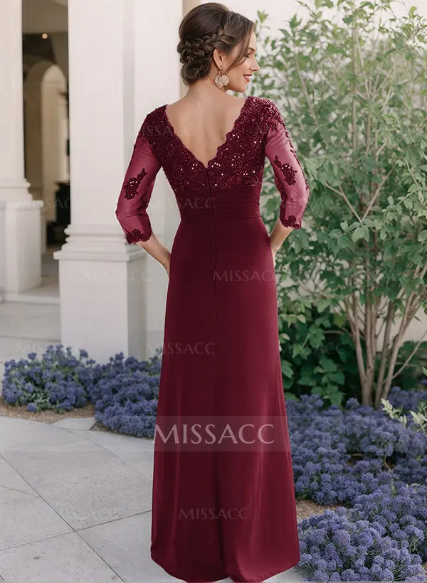 sachin and babi light blue dress Fuchsia Chiffon A-Line Mother of the Bride Dresses V-Neck Pleats Long  Sleeves