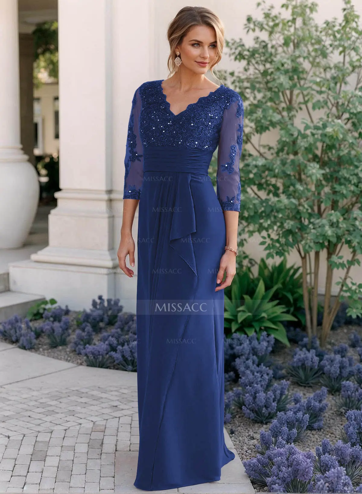 Sheath/Column V-Neck Chiffon Mother Of The Bride Dresses With
