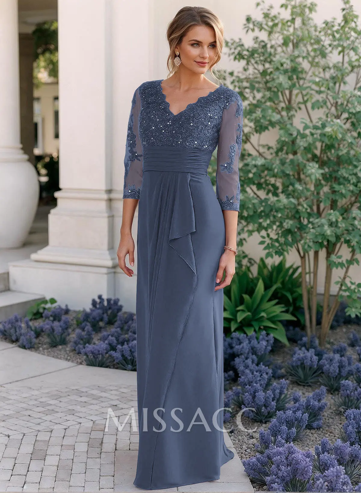 Sheath/Column V-Neck Chiffon Mother Of The Bride Dresses With